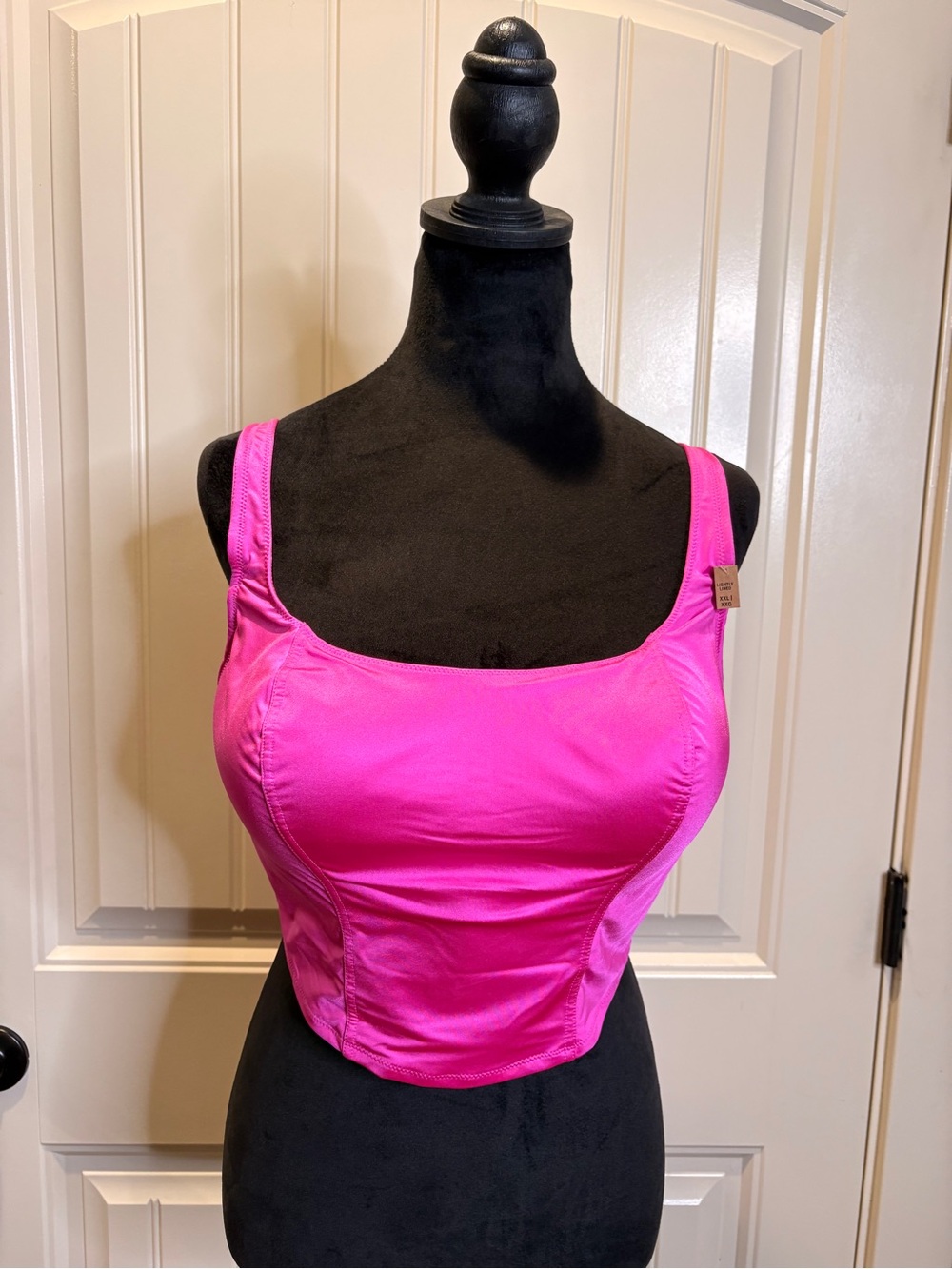 🩷 NWT PINK Victoria’s Secret Hot Pink Satin Bustier Corset Bra/Crop Top XXL